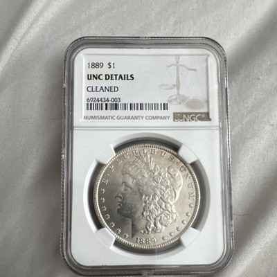 1889 US Morgan Silver Dollar $1 Unc Details Cleaned