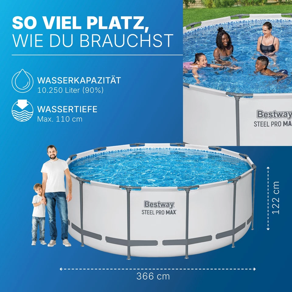 Steel Pro MAX™ Solo Pool ohne Zubehör Ø 366 x 122 cm, lichtgrau, rund - Bild 3 von 4