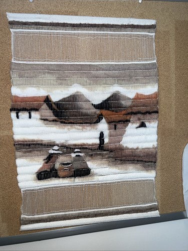 Boliviano Folk Art Indigenous Women Hand Woven Coiled Wool Wall Hanging 14x20”