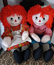 Raggedy Ann Andy Rag Dolls Original Clothes Pair Vintage Large 24 2ft EUC