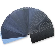 50PCS Sandpaper Assortment, Aeknewo Sand Paper Sheets 9 x 3.6 inches, black 