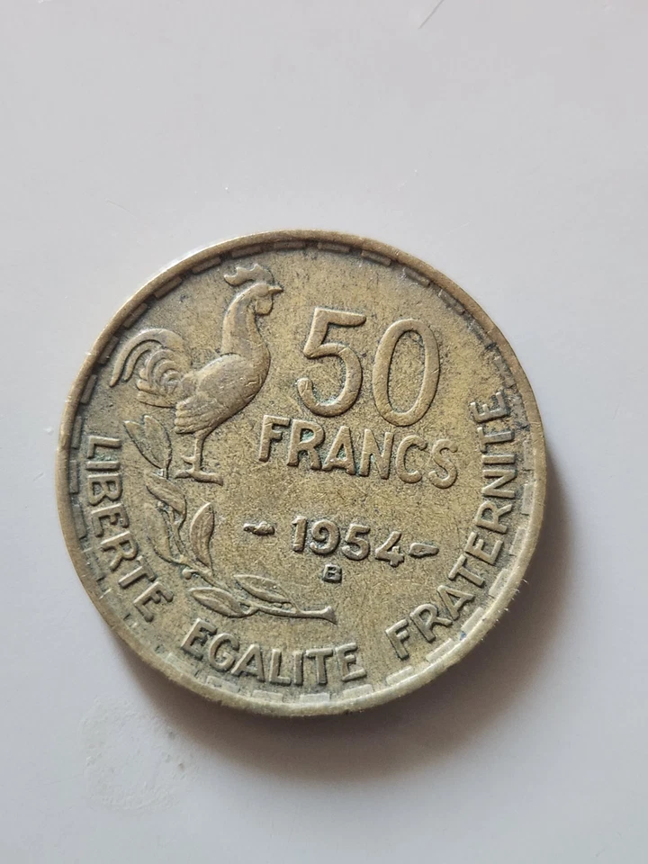 piece de monnaie 50 Francs Coq Guiraud 1954 b - Photo 1/2