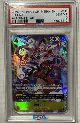 2026 One Piece Perona OP14-111 Rare Alternate Art PSA 10