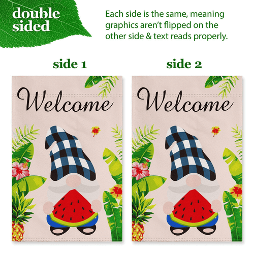 Combo Pack Garden Flag Stand Black 36x16 in Garden Flag 12x18 in Summer Welcome - Picture 5 of 9