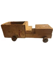 Vintage Handcrafted Wooden Pull Toy, World War 2 Signed Mom Made, Antique Rare