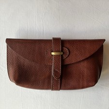 MILLER & JEEVES RRP £ 85 borsa/frizione/borsa in pelle marrone spessa fatta a mano/britannica