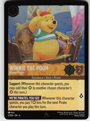 COLD FOIL WINNIE THE POOH - HUNNY PIRATE 3/204 R NEAR MINT