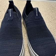SKECHERS Air-Cooled Memory Foam Slip-On Sneakers Navy Rubber Sole - Boys US 3.5