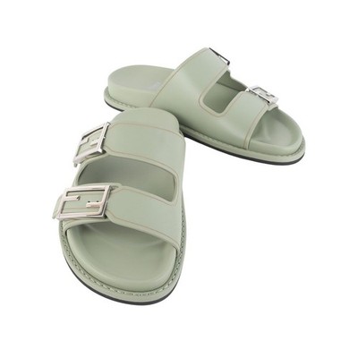 Fendi Leder Flache Slide Sandalen 36 146262264