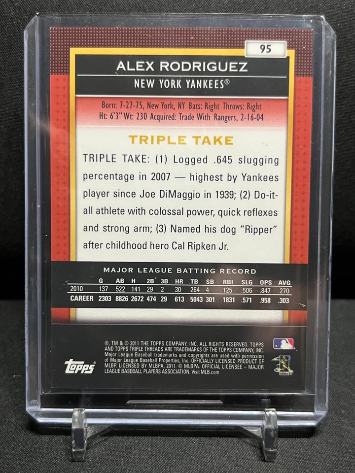 Alex Rodriguez 2011 Topps Triple Threads /1500 New York Yankees - Image 2 of 2