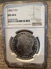 1882 S Morgan Silver Dollar NGC MS-64 STAR Obverse Is Stunning Deep Proof Like
