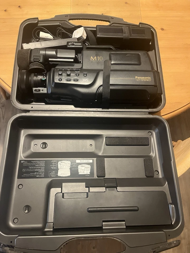 Vintage Panasonic M10 VHS Camcorder with Hard Case & Accessories - Image 2 of 4