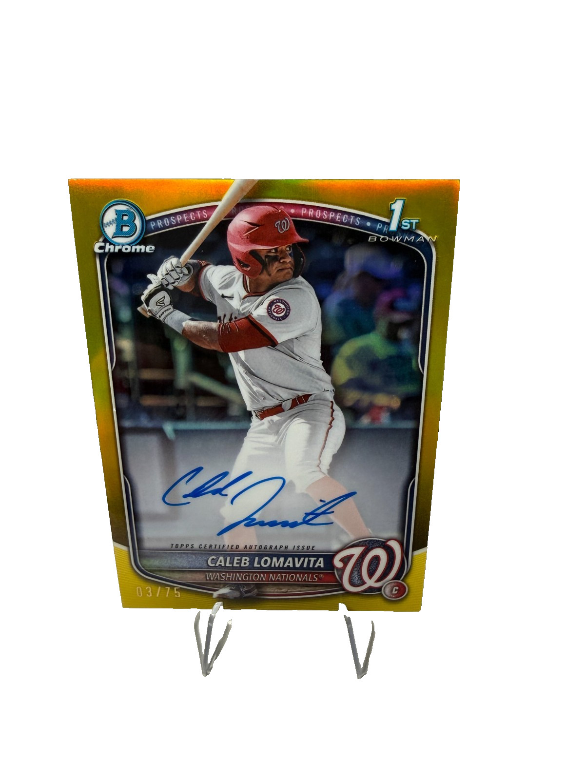 Caleb Lomavita 2025 Bowman Chrome 1st Yellow Refractor Auto /75 #CPA-CLO