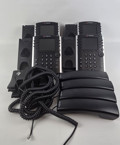 Lot of 4 Polycom VVX 411 Gigabit PoE 12-line VOIP Phones no power supplies
