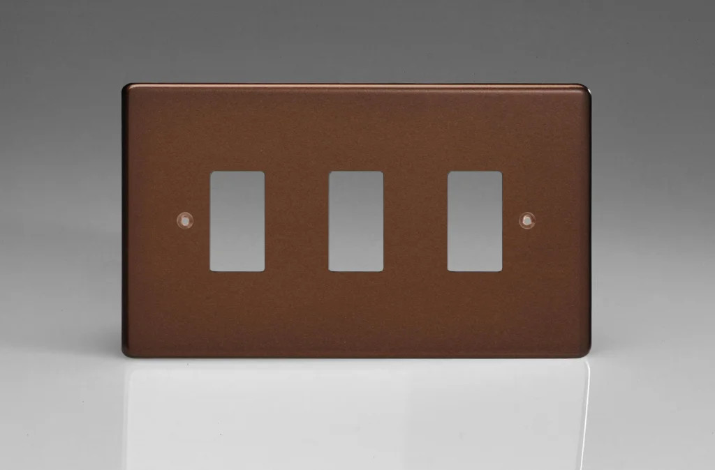 Modular Grid System Brown PowerGrid Plate Mocha 3-Gang Varilight XDMPG3