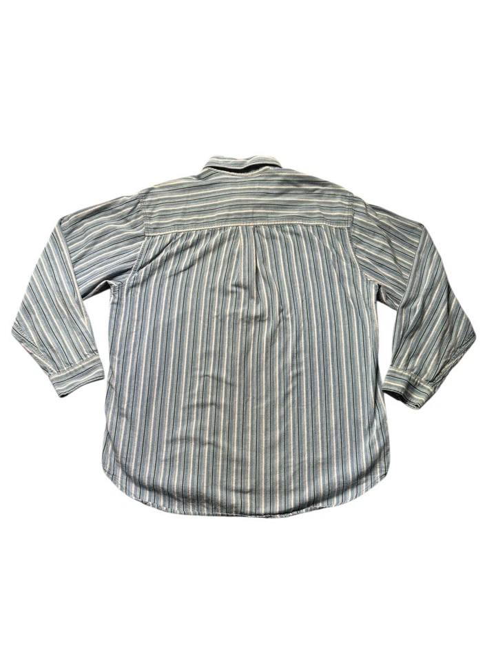 Camisa masculina John Ashford XL listrada azul botão frontal manga longa algodão casual - Imagem 2 de 4