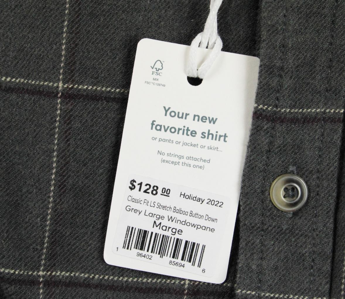 Marine Layer Mens Flannel Shirt L Classic Long Sleeve Button Front Stretch Gray