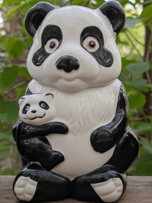Metlox Panda Bear with Baby Cookie Jar Vintage