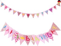 G2PLUS Happy Birthday Girlande Rosa, 3.3M Stoff Geburtstag Girlande MäDchen,