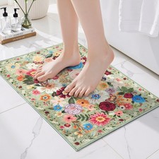 Bath Mat 17x24 Non Slip Washable Low Pile Area Rug Green Bathroom Backing