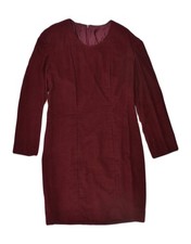 VINTAGE Womens Long Sleeve Bodycon Dress Uk10 Small Burgundy Polyester UG58