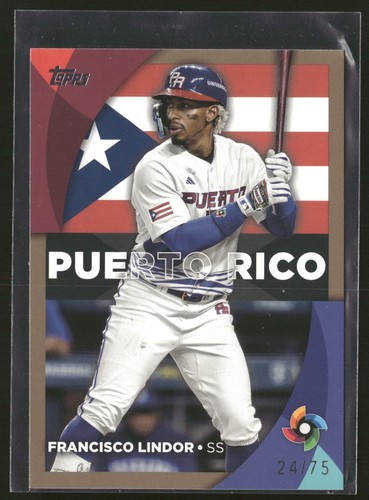 2023 Topps #WBC-19 Francisco Lindor 2023 World Baseball Classic Stars Gold #/75 - Bild 1 von 2