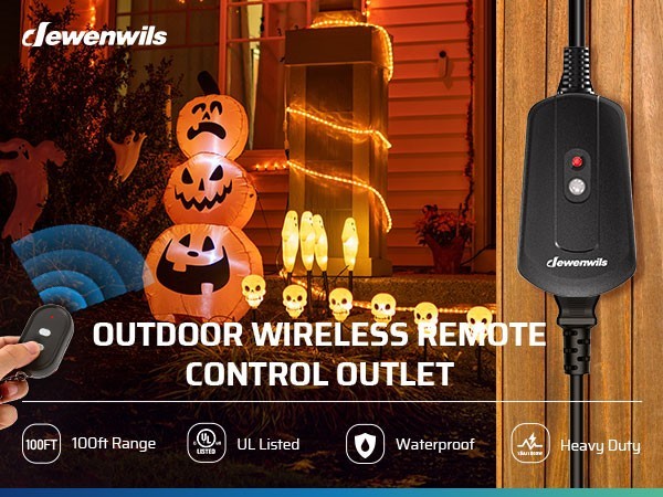 DEWENWILS Weatherproof Remote Control Outlet,for Christmas & String Lights,100ft