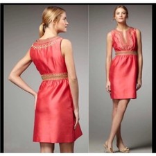 Kate Spade Anette Silk Embroidered Studded Notch Neck Cocktail Dress Size 6