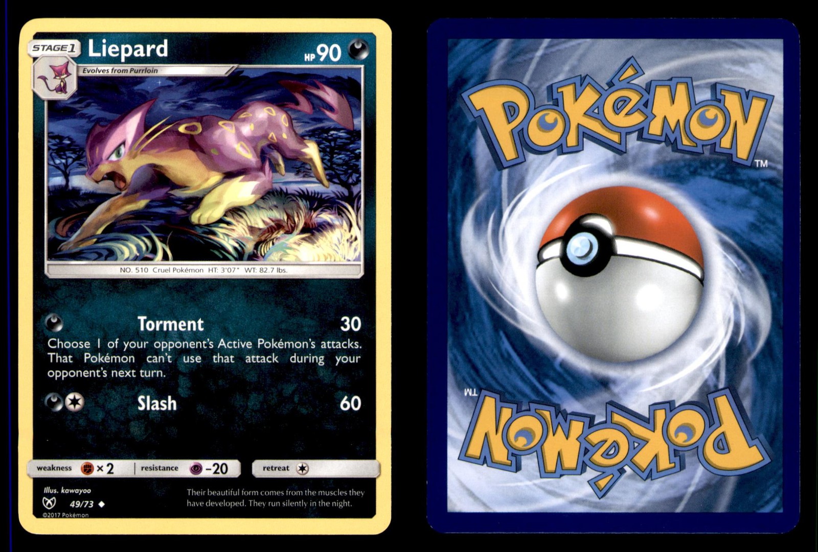 Pokemon Shining Legends Liepard 49/73 2017 Uncommon