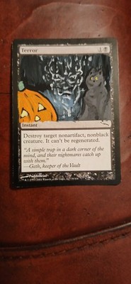 Mtg Hand Painted Altered Art Terror All Hollows Eve Artwork Painting