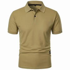 Men's Short Sleeve Polo Shirt - Solid Color, Button Lapel Casual Streetwear