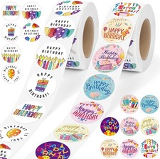 Geburtstagssticker Papier 1000 Stück 25mm bu...