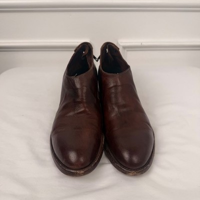 Shoto Hand Made in Italy Brown Leather Ankle Booties Zip Heel Vero Cuoio 40
