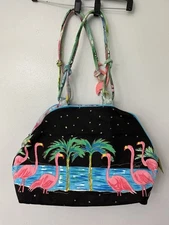 Sun N Sand Quasby Cotton Beach Tropic Palm Tree Flamingo Colorful Tote
