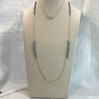 Halskette mit Türkis Gold Perlen Abschnitte 36'' lang Gold über Sterlingsilber 925 