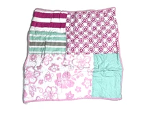 Pottery Barn Kids Hibiscus Surf Patch Floral Quilted Euro Pillow Cover Sham New