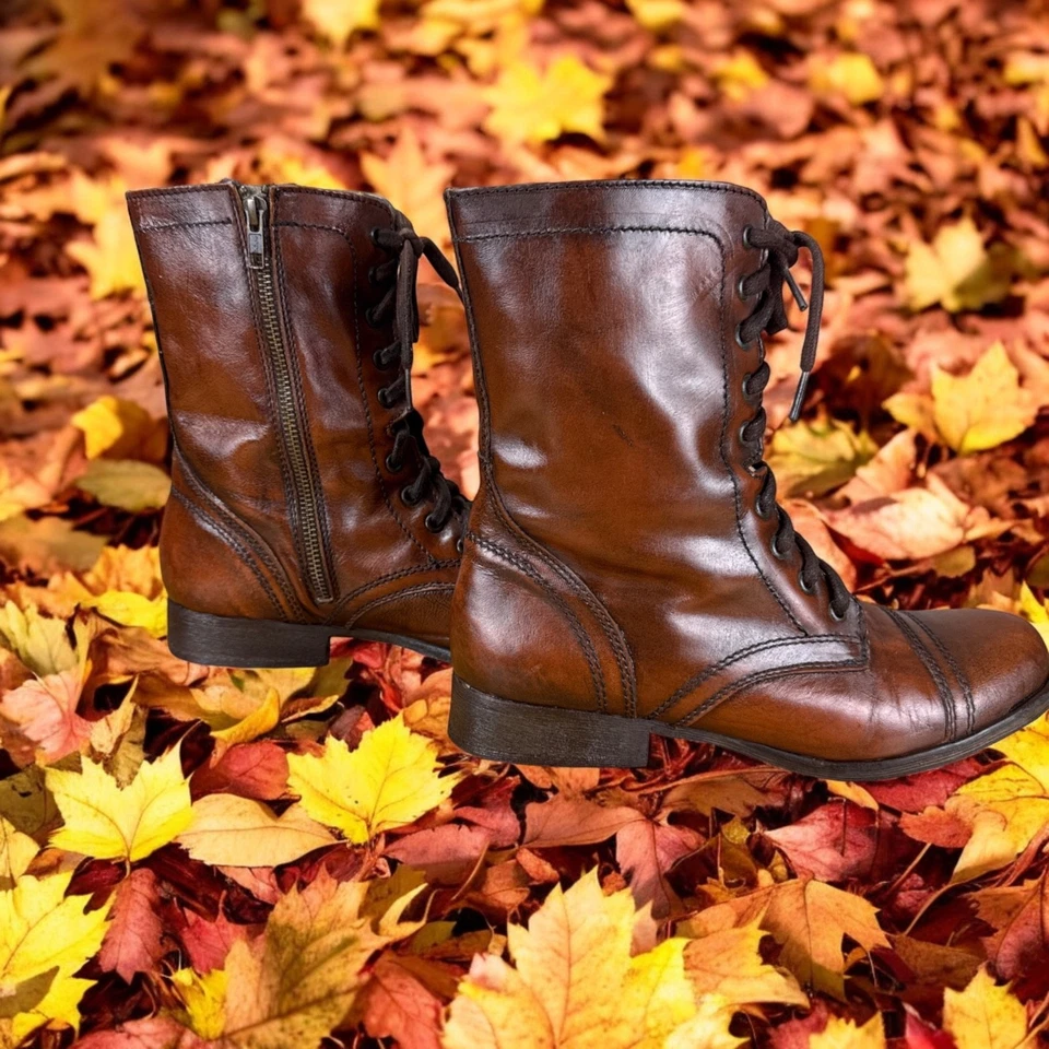 Botas de Combate Steve Madden Troopa - Para Mujer Talla 10 | Cuero Marrón | Con Cordones Foto 3 de 4