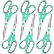 Scissors Set of 6 Pack, 8" All Purpose Sharp Shears for Light Green 6 Pack