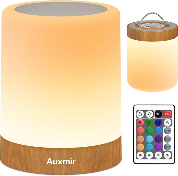 Auxmir Nachttischlampe LED Touch Dimmbar 3000Mah Mit 5 Modi 13 Farben, Kabellos-image