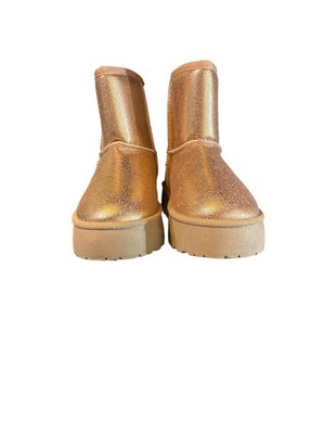 Mudd Rose Gold Metallic Faux Fur Winter Boots Youth Girls 4