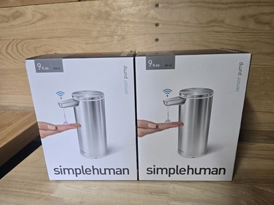 NEW Simplehuman Rechargeable Sensor Pump 9 Oz Liquid Soap Dispenser Set Of 2 