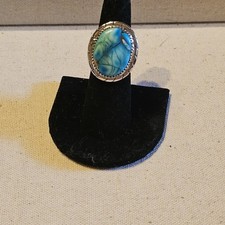 Ice Blue Kingman Mine Dahlia Turquoise Ring Size 10.5 Solid 925 Sterling Silver