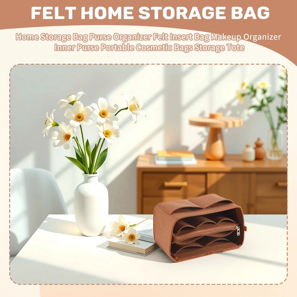 Home Storage Bag Purse Organizer Felt Insert Bag Makeup Organizer Inner7390 - Image 2 of 4