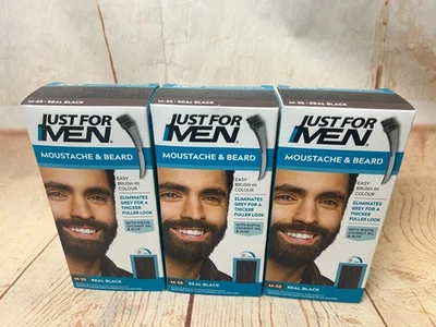 Just For Men 3x Colour Dye Gel Moustache and Beard M-55 Real Black
