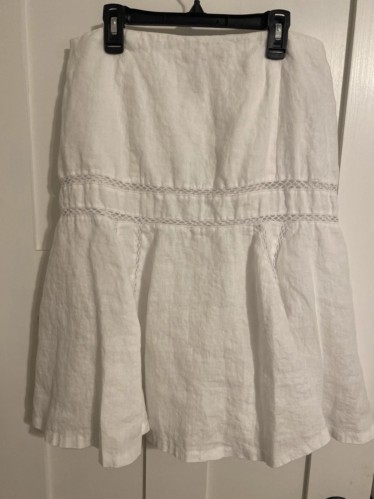 Lauren Ralph Lauren Womens Sz 8 Knee Length Fit Flare Skirt Linen Lined White