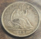 Coin, U.S.A., 1856-O Seated Liberty Half Dollar, Almost UNC, Toned