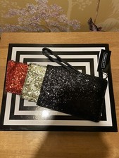 LULU GUINNESS LARGE GLITTER LIPSTICK CLUTCH/POUCH Black/Red/GolBrand New & Boxed