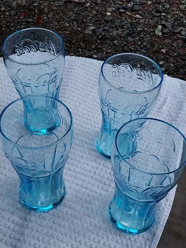 Vintage Libbey Teal Blue Coca-Cola Glasses 16 oz.