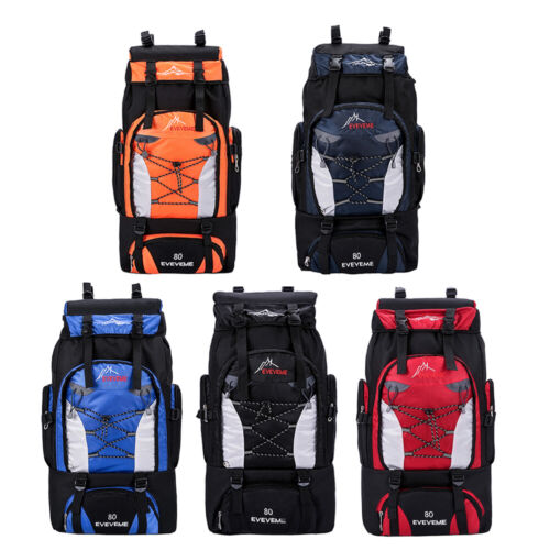 80L Outdoor Hiking Backpack Camping Rucksack Waterproof Shoulder Travel Bag