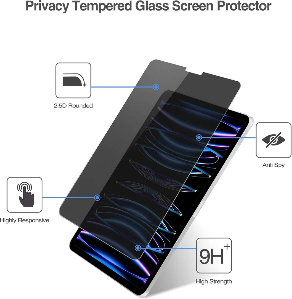 Privacy Tempered Glass Screen Protector For iPad Pro 11 inch 3rd/4th Generation - Image 4 of 4